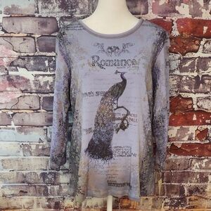 Cactus "Peacock" Embellished Graphic Print Tee Shirt